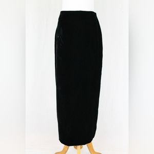 Vintage Norma Kamali Long Black Velvet High Waist Evening Skirt Made in USA XS